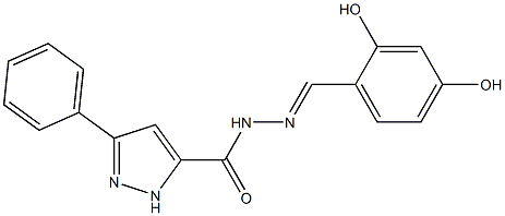 N'-(2,4-dihydroxybenzylidene)-3-phenyl-1H-pyrazole-5-carbohydrazide Struktur