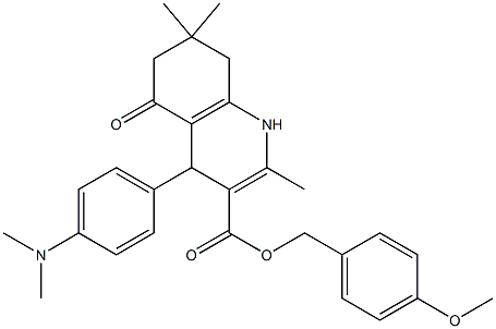 4-methoxybenzyl 4-[4-(dimethylamino)phenyl]-2,7,7-trimethyl-5-oxo-1,4,5,6,7,8-hexahydro-3-quinolinecarboxylate Struktur