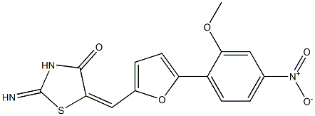 5-[(5-{4-nitro-2-methoxyphenyl}-2-furyl)methylene]-2-imino-1,3-thiazolidin-4-one Struktur