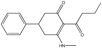 2-butyryl-3-(methylamino)-5-phenyl-2-cyclohexen-1-one Struktur