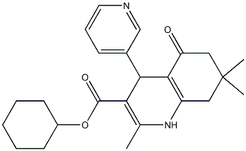 cyclohexyl 2,7,7-trimethyl-5-oxo-4-(3-pyridinyl)-1,4,5,6,7,8-hexahydro-3-quinolinecarboxylate Struktur