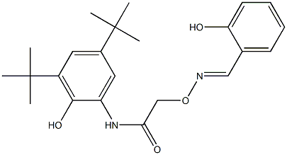 N-(3,5-ditert-butyl-2-hydroxyphenyl)-2-{[(2-hydroxybenzylidene)amino]oxy}acetamide Struktur