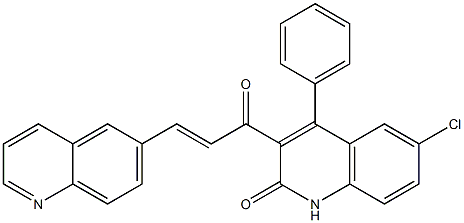 6-chloro-4-phenyl-3-[3-(6-quinolinyl)acryloyl]-2(1H)-quinolinone Struktur