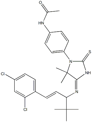 N-[4-(4-{[1-tert-butyl-3-(2,4-dichlorophenyl)-2-propenyl]imino}-5,5-dimethyl-2-thioxo-1-imidazolidinyl)phenyl]acetamide Struktur