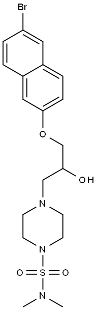 4-{3-[(6-bromo-2-naphthyl)oxy]-2-hydroxypropyl}-N,N-dimethyl-1-piperazinesulfonamide Struktur