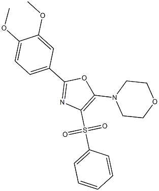 4-[2-(3,4-dimethoxyphenyl)-4-(phenylsulfonyl)-1,3-oxazol-5-yl]morpholine Struktur