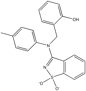 2-{[(1,1-dioxido-1,2-benzisothiazol-3-yl)-4-methylanilino]methyl}phenol Struktur