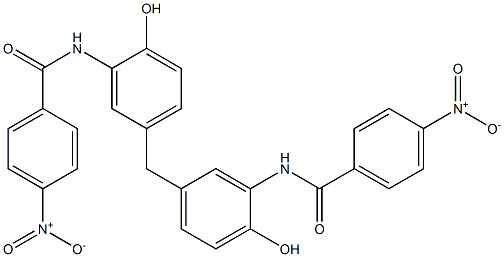 N-[2-hydroxy-5-({4-hydroxy-3-[({4-nitrophenyl}carbonyl)amino]phenyl}methyl)phenyl]-4-nitrobenzamide Struktur