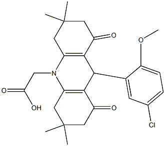 (9-(5-chloro-2-methoxyphenyl)-3,3,6,6-tetramethyl-1,8-dioxo-2,3,4,5,6,7,8,9-octahydro-10(1H)-acridinyl)acetic acid Struktur