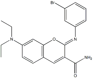 2-[(3-bromophenyl)imino]-7-(diethylamino)-2H-chromene-3-carboxamide Struktur