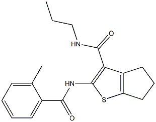 2-[(2-methylbenzoyl)amino]-N-propyl-5,6-dihydro-4H-cyclopenta[b]thiophene-3-carboxamide Struktur