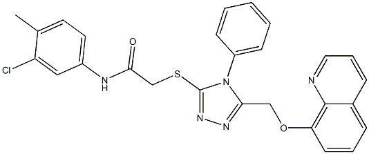 N-(3-chloro-4-methylphenyl)-2-({4-phenyl-5-[(8-quinolinyloxy)methyl]-4H-1,2,4-triazol-3-yl}sulfanyl)acetamide Struktur