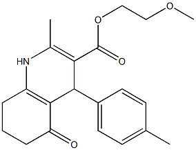 2-methoxyethyl 2-methyl-4-(4-methylphenyl)-5-oxo-1,4,5,6,7,8-hexahydro-3-quinolinecarboxylate Struktur