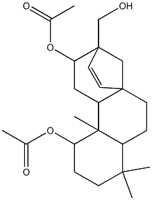 12-(acetyloxy)-13-(hydroxymethyl)-5,5,9-trimethyltetracyclo[11.2.1.0~1,10~.0~4,9~]hexadec-14-en-8-yl acetate Struktur