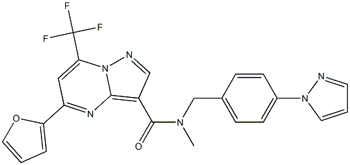 5-(2-furyl)-N-methyl-N-[4-(1H-pyrazol-1-yl)benzyl]-7-(trifluoromethyl)pyrazolo[1,5-a]pyrimidine-3-carboxamide Struktur