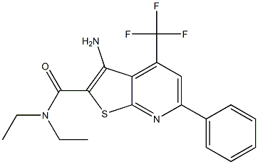 3-amino-N,N-diethyl-6-phenyl-4-(trifluoromethyl)thieno[2,3-b]pyridine-2-carboxamide Struktur