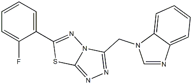 1-{[6-(2-fluorophenyl)[1,2,4]triazolo[3,4-b][1,3,4]thiadiazol-3-yl]methyl}-1H-benzimidazole Struktur