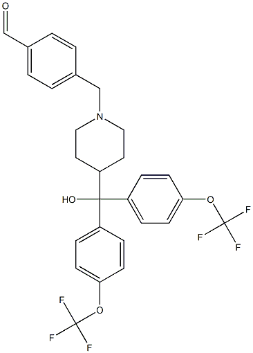 4-{[4-(hydroxy{bis[4-(trifluoromethoxy)phenyl]}methyl)-1-piperidinyl]methyl}benzaldehyde Struktur