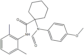 N-(2,6-dimethylphenyl)-1-(formyl-4-methoxyanilino)cyclohexanecarboxamide Struktur