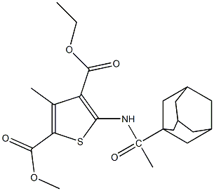 4-ethyl 2-methyl 5-[(1-adamantylacetyl)amino]-3-methyl-2,4-thiophenedicarboxylate Struktur