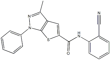 N-(2-cyanophenyl)-3-methyl-1-phenyl-1H-thieno[2,3-c]pyrazole-5-carboxamide Struktur