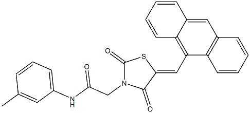 2-[5-(9-anthrylmethylene)-2,4-dioxo-1,3-thiazolidin-3-yl]-N-(3-methylphenyl)acetamide Struktur