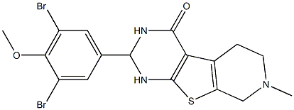 2-(3,5-dibromo-4-methoxyphenyl)-7-methyl-2,3,5,6,7,8-hexahydropyrido[4',3':4,5]thieno[2,3-d]pyrimidin-4(1H)-one Struktur