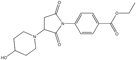 ethyl 4-[3-(4-hydroxy-1-piperidinyl)-2,5-dioxo-1-pyrrolidinyl]benzoate Struktur