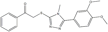 2-({5-[3,4-bis(methyloxy)phenyl]-4-methyl-4H-1,2,4-triazol-3-yl}sulfanyl)-1-phenylethanone Struktur