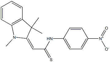 N-{4-nitrophenyl}-2-(1,3,3-trimethyl-1,3-dihydro-2H-indol-2-ylidene)ethanethioamide Struktur