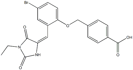 4-({4-bromo-2-[(1-ethyl-2,5-dioxo-4-imidazolidinylidene)methyl]phenoxy}methyl)benzoic acid Struktur