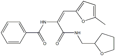 N-(2-(5-methyl-2-furyl)-1-{[(tetrahydro-2-furanylmethyl)amino]carbonyl}vinyl)benzamide Struktur