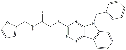 2-[(5-benzyl-5H-[1,2,4]triazino[5,6-b]indol-3-yl)sulfanyl]-N-(2-furylmethyl)acetamide Struktur