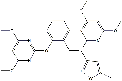 N-{2-[(4,6-dimethoxy-2-pyrimidinyl)oxy]benzyl}-4,6-dimethoxy-N-(5-methyl-3-isoxazolyl)-2-pyrimidinamine Struktur