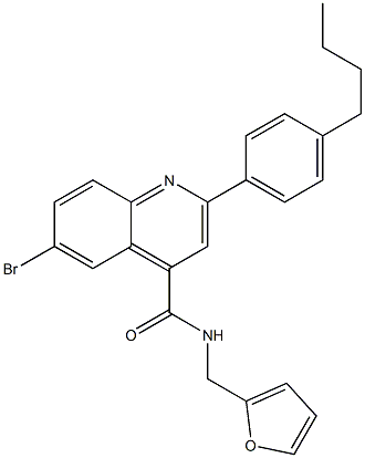 6-bromo-2-(4-butylphenyl)-N-(2-furylmethyl)-4-quinolinecarboxamide Struktur