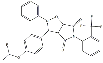 3-[4-(difluoromethoxy)phenyl]-2-phenyl-5-[2-(trifluoromethyl)phenyl]dihydro-2H-pyrrolo[3,4-d]isoxazole-4,6(3H,5H)-dione Struktur