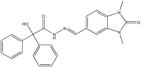 N'-[(1,3-dimethyl-2-oxo-2,3-dihydro-1H-benzimidazol-5-yl)methylene]-2-hydroxy-2,2-diphenylacetohydrazide Struktur