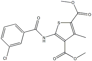 dimethyl 5-[(3-chlorobenzoyl)amino]-3-methyl-2,4-thiophenedicarboxylate Struktur