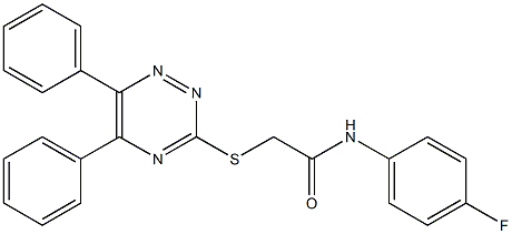 2-[(5,6-diphenyl-1,2,4-triazin-3-yl)sulfanyl]-N-(4-fluorophenyl)acetamide Struktur