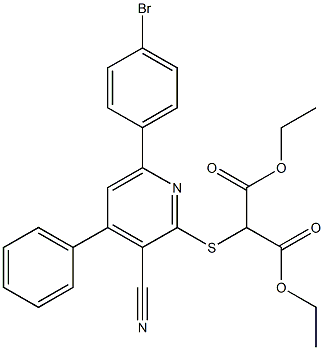 diethyl 2-{[6-(4-bromophenyl)-3-cyano-4-phenyl-2-pyridinyl]sulfanyl}malonate Struktur