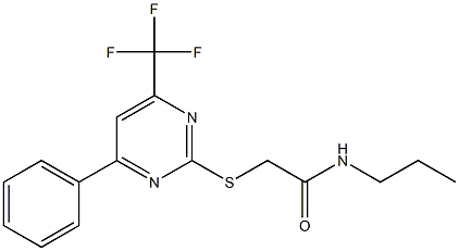 2-{[4-phenyl-6-(trifluoromethyl)pyrimidin-2-yl]sulfanyl}-N-propylacetamide Struktur