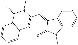 3-methyl-2-[(1-methyl-2-oxo-1,2-dihydro-3H-indol-3-ylidene)methyl]-4(3H)-quinazolinone Struktur