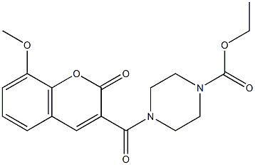 ethyl 4-[(8-methoxy-2-oxo-2H-chromen-3-yl)carbonyl]-1-piperazinecarboxylate Struktur