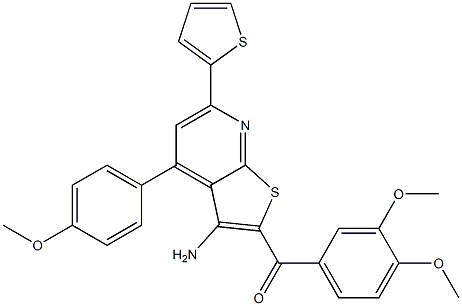 [3-amino-4-(4-methoxyphenyl)-6-(2-thienyl)thieno[2,3-b]pyridin-2-yl](3,4-dimethoxyphenyl)methanone Struktur