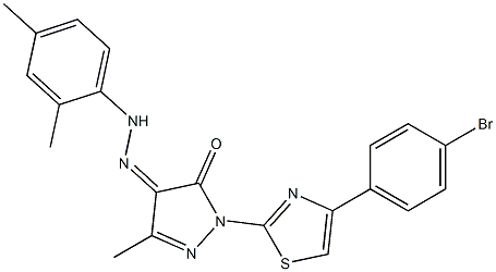 1-[4-(4-bromophenyl)-1,3-thiazol-2-yl]-3-methyl-1H-pyrazole-4,5-dione 4-[N-(2,4-dimethylphenyl)hydrazone] Struktur