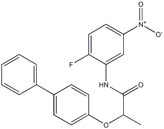 2-([1,1'-biphenyl]-4-yloxy)-N-(2-fluoro-5-nitrophenyl)propanamide Struktur