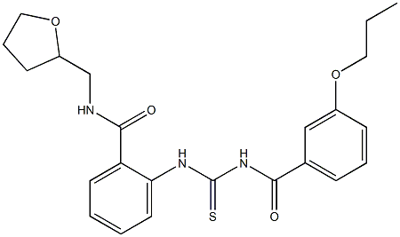 2-({[(3-propoxybenzoyl)amino]carbothioyl}amino)-N-(tetrahydro-2-furanylmethyl)benzamide Struktur