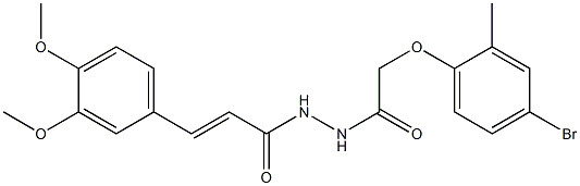 2-(4-bromo-2-methylphenoxy)-N'-[(E)-3-(3,4-dimethoxyphenyl)-2-propenoyl]acetohydrazide Struktur