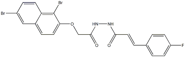 2-[(1,6-dibromo-2-naphthyl)oxy]-N'-[(E)-3-(4-fluorophenyl)-2-propenoyl]acetohydrazide Struktur