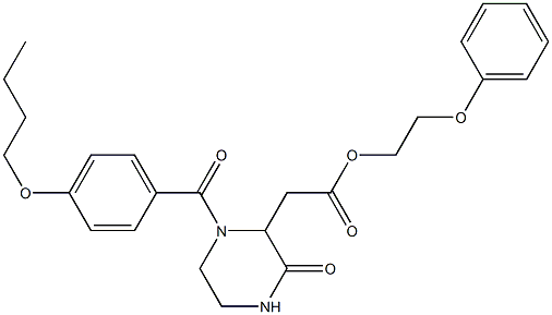 2-phenoxyethyl 2-[1-(4-butoxybenzoyl)-3-oxo-2-piperazinyl]acetate Struktur